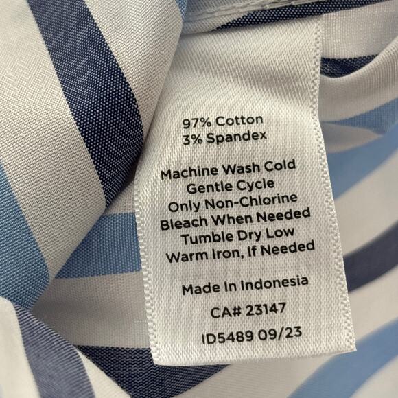 Talbots Blue Sunshine Stripe Non Iron White Button Down Perfect Shirt - Picture 8 of 8